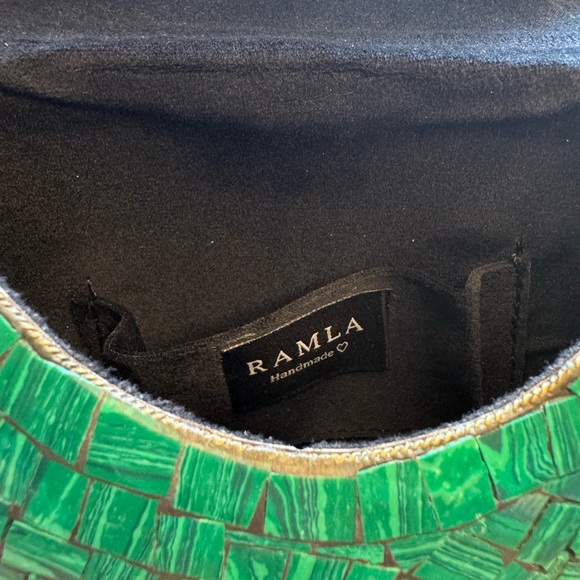 RAMLA Green Mosaic Evil Eye Heart Shaped Clutch Bag Handmade in Morocco NWOT - Picture 6 of 6